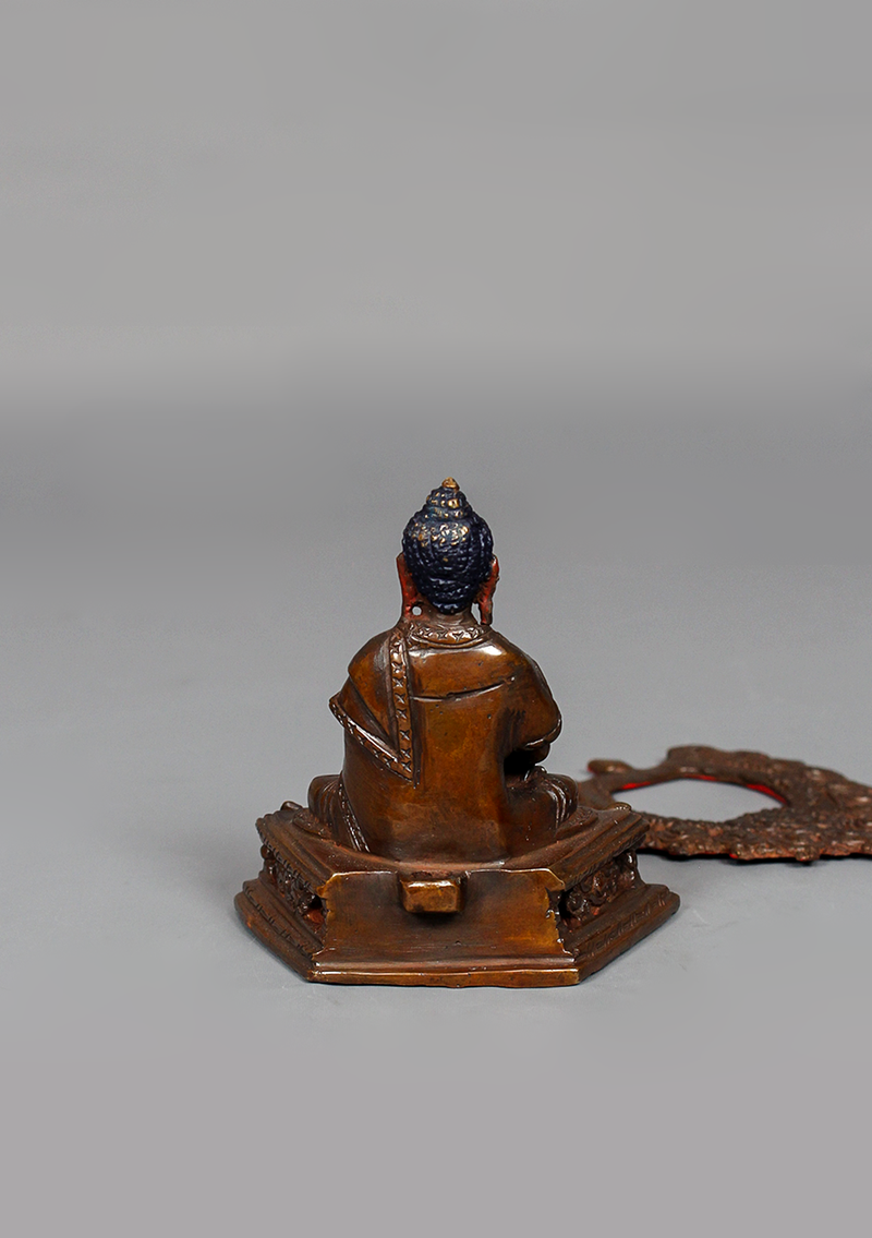 Oxidized Copper Amitabha Buddha Statue 3.8" H