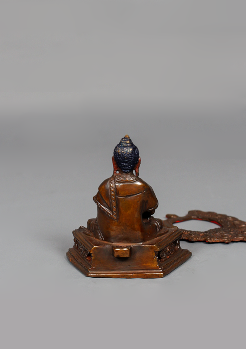 Oxidized Copper Amitabha Buddha Statue 3.8" H