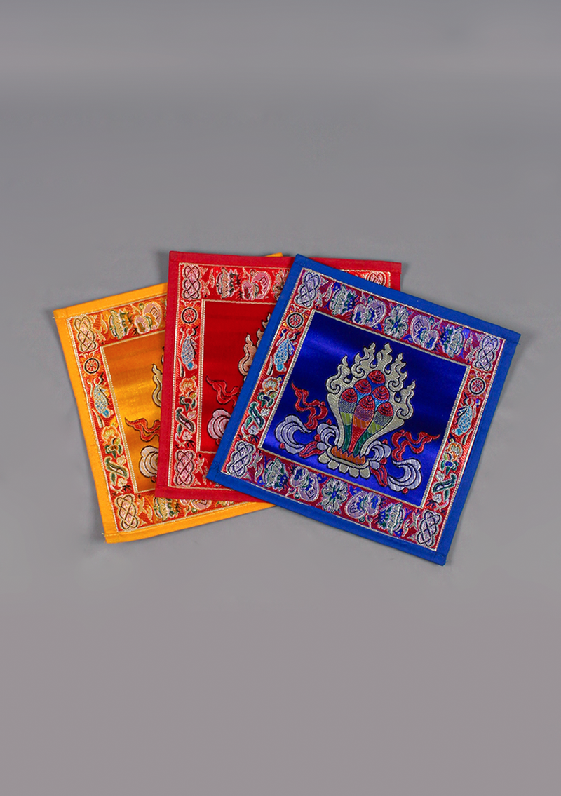 Tibetan Brocade Square Wish Fulfilling Jar Altar Cloth