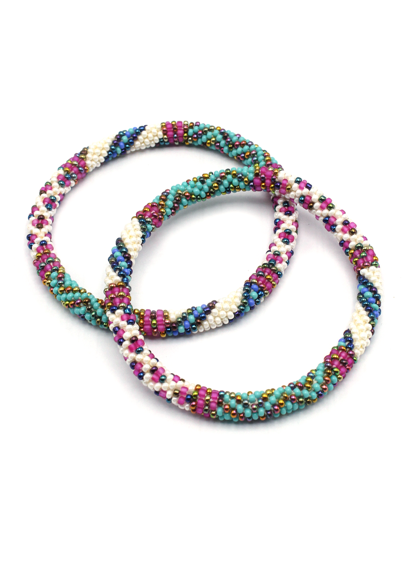 Blue White  Roll on Beads Anklet – Trendy Foot Jewelry
