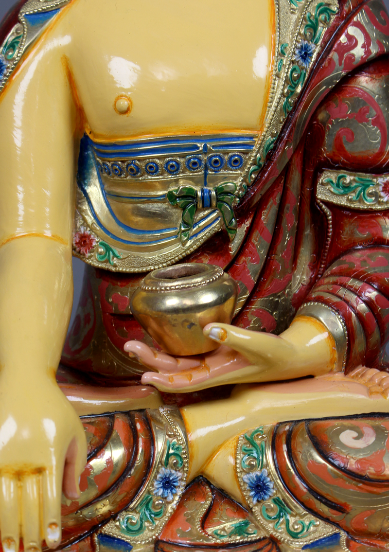 Masterpiece  Gilted Hand Painted  Shakyamuni Buddha Statue 14"