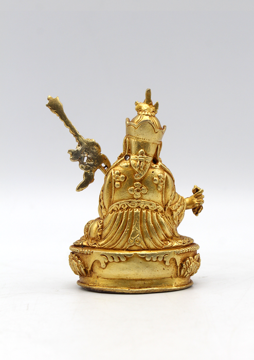 Gold Plated Tibetan Guru Padmasambhava Statue 3.5"