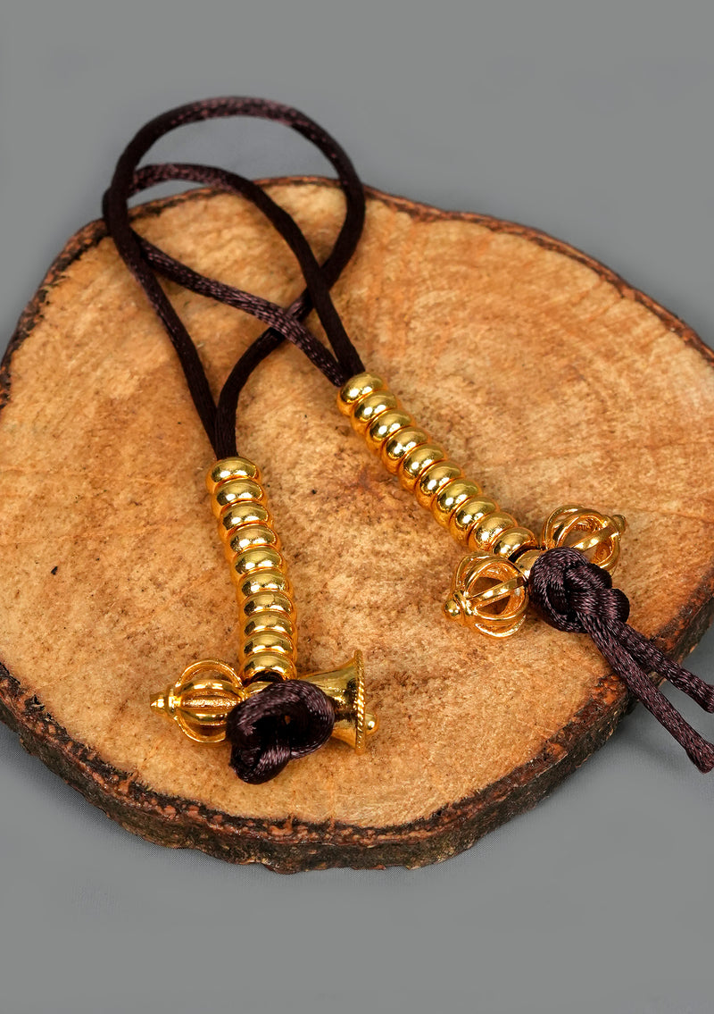Tibetan Bell & Dorjee Mala Counter Pair - Golden