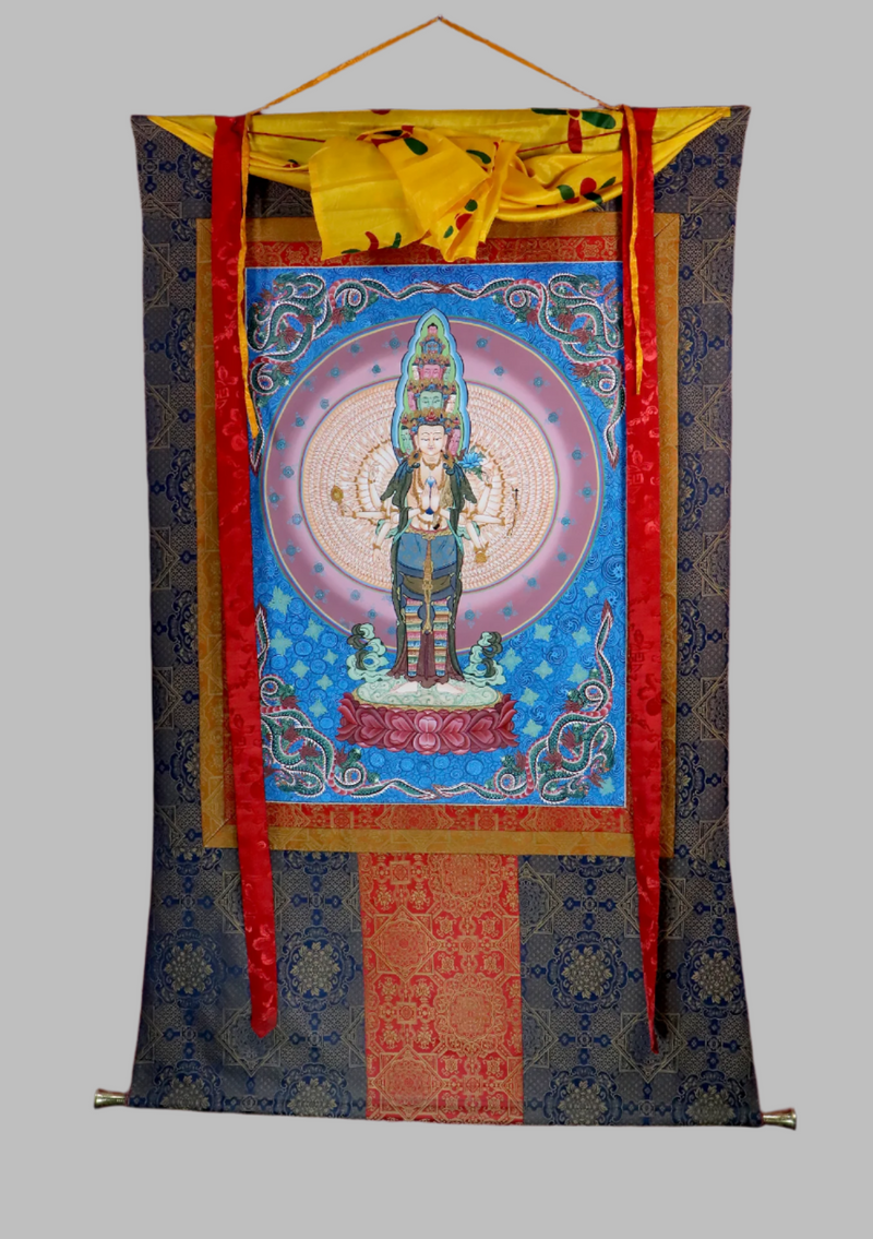 Avalokiteshvara Brocade Thangka Painting