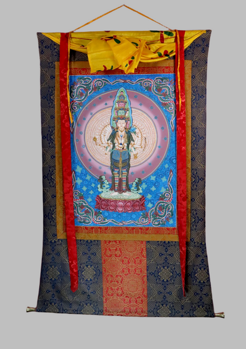 Avalokiteshvara Brocade Thangka Painting