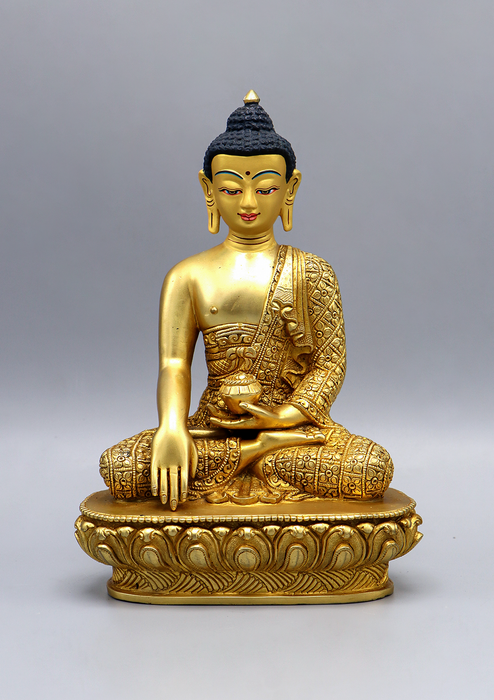 Fully Gold Plated Shakyamuni Buddha Statue 8"H