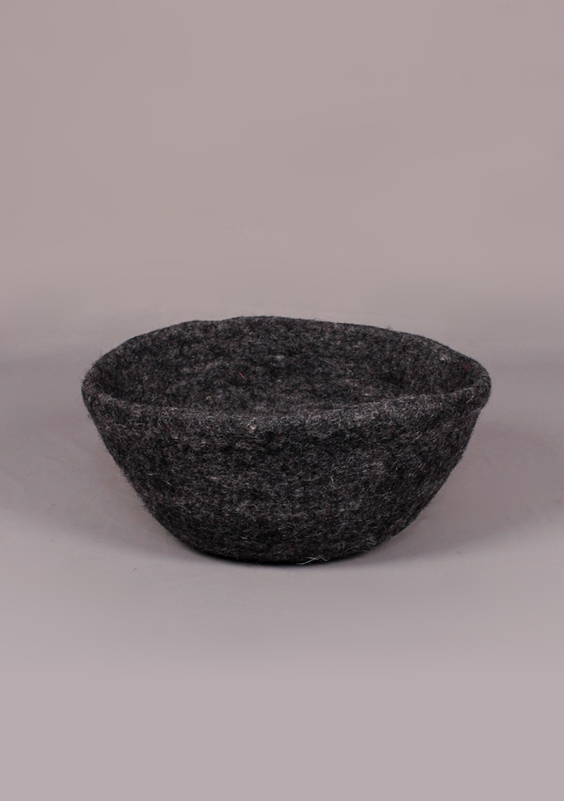 Handmade Large Felt Bowl - Dark Grey