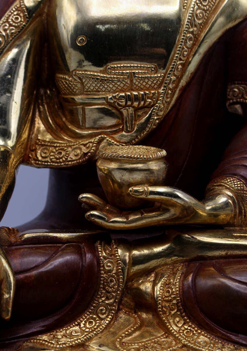 Partly Gold Plated Copper Shakyamuni 13" H