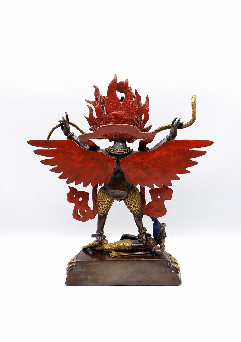 Copper Oxyided Gold Garuda Statue 13"H