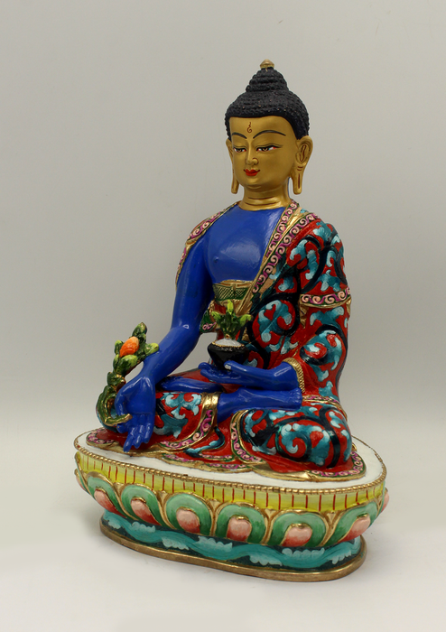 Blue Healing  Medicine Buddha RAJ MUNI Statue 8" H