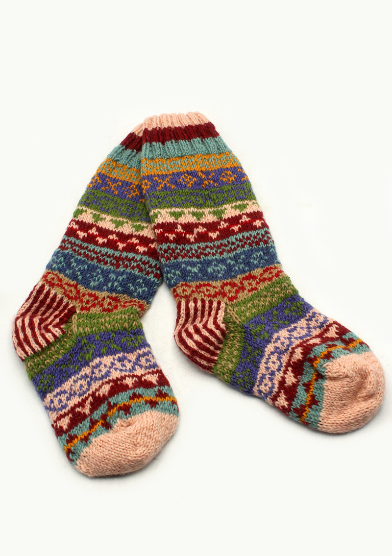 Handknitted Multicolor Woolen Knee High Socks