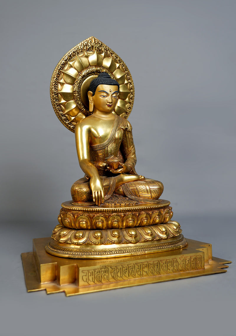 Masterpiece 24K Gold Gilded High Quality Shakyamuni Buddha Statue 15"