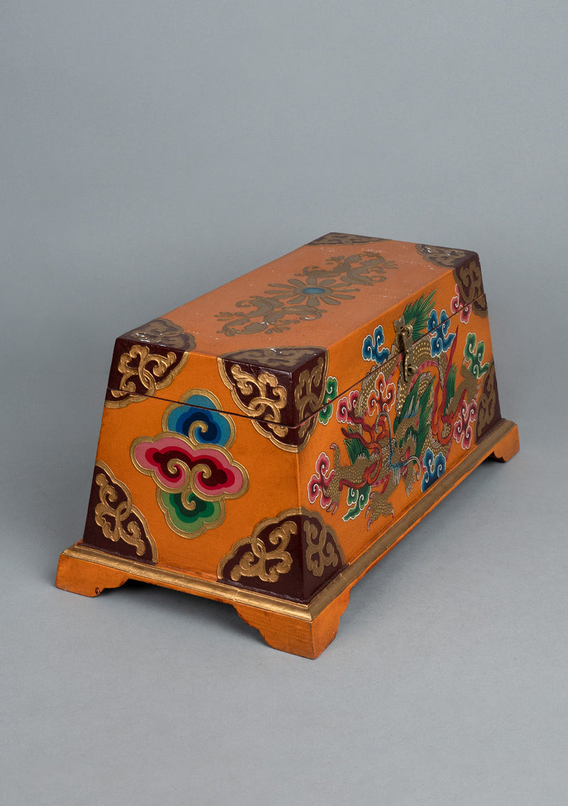 Handpainted Tibetan Dragon Wooden Altar Box