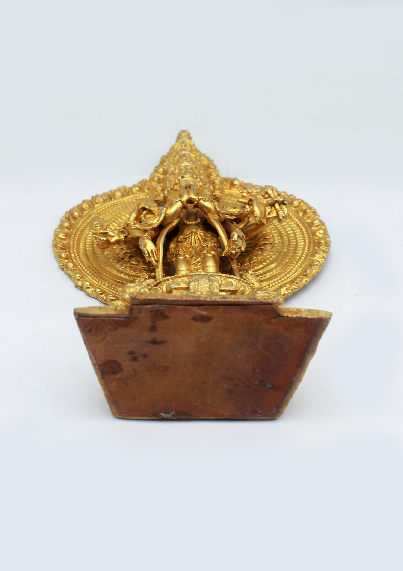 Gold Plated Avalokiteshvara Statue 6"H