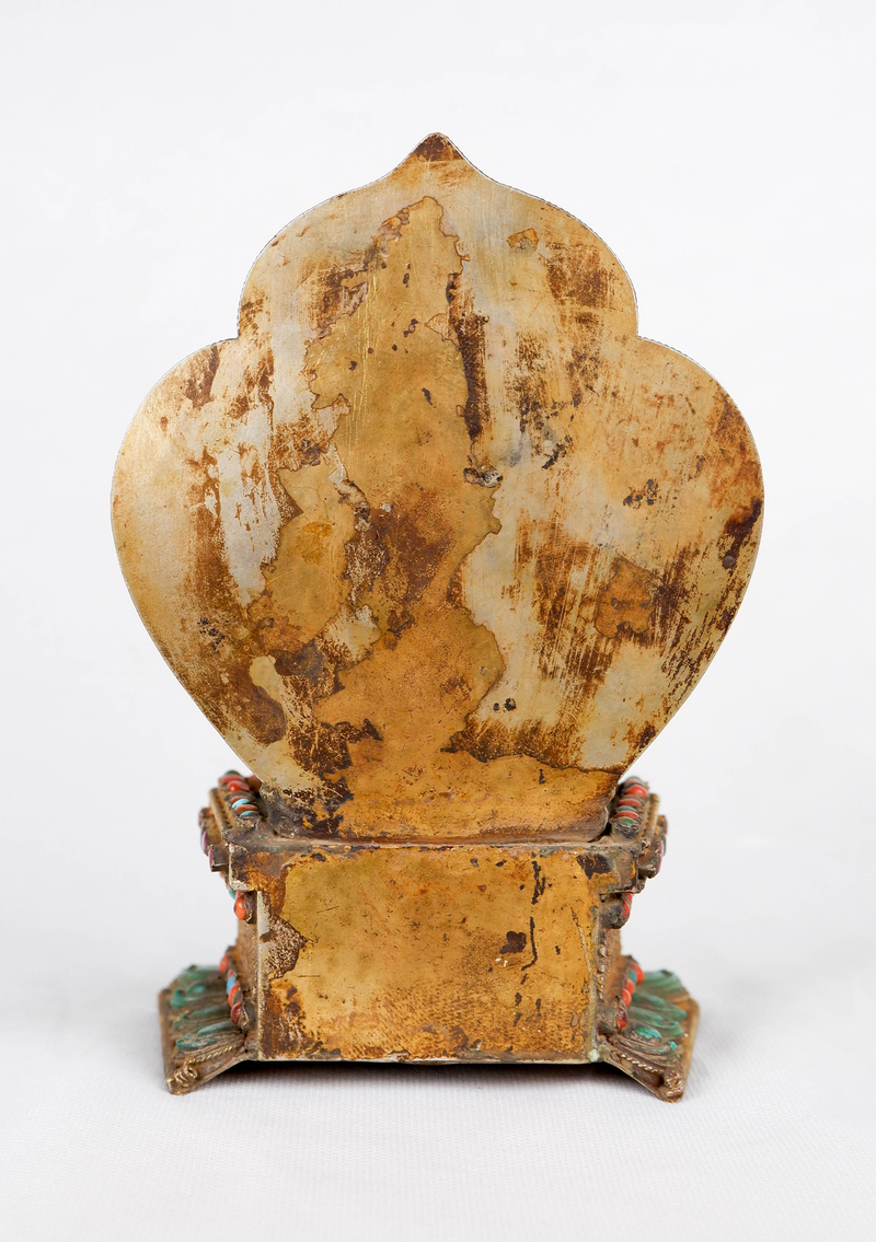 Coral Stone Inlaid Chenrezig Statue