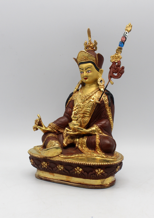 Partly Gold Plated Guru Padmasambhava Statue 8"H