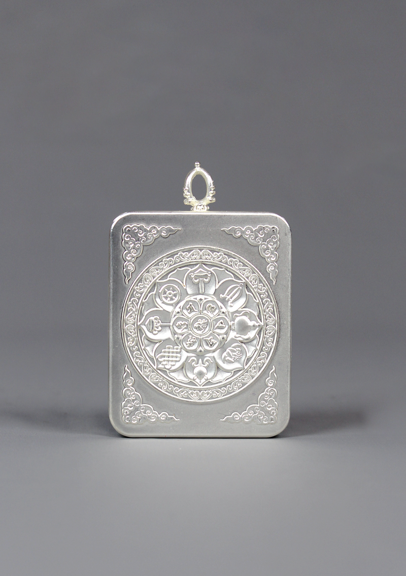 Hand Painted Mini Shakyamuni Thangka Amulet Pendant Red