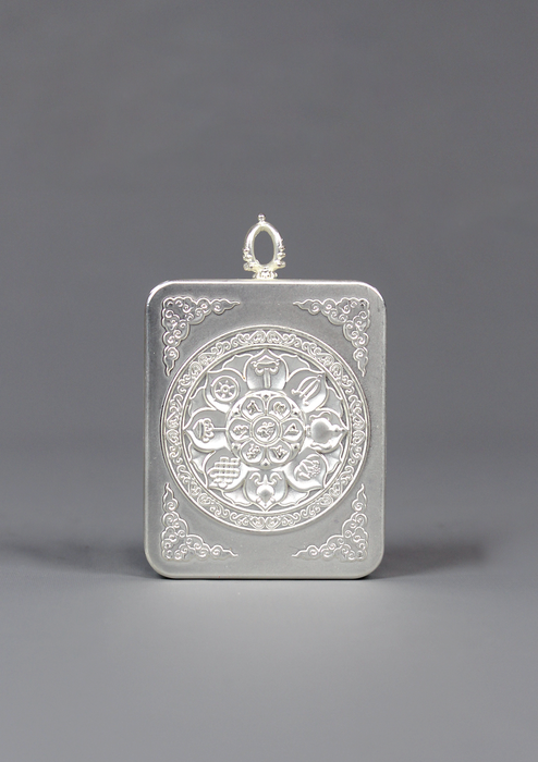 Hand Painted Mini Shakyamuni Thangka Amulet Pendant Red