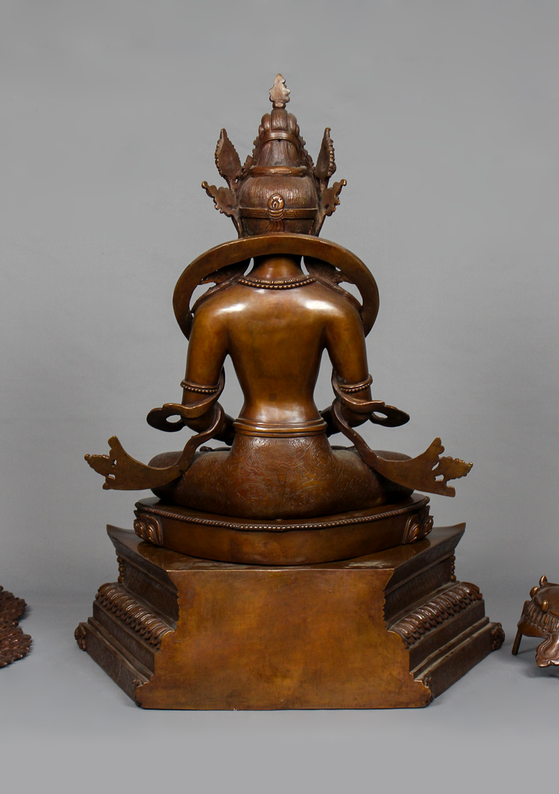 Oxidized Copper Aparmita Statue with Chatra 1.7 feet high