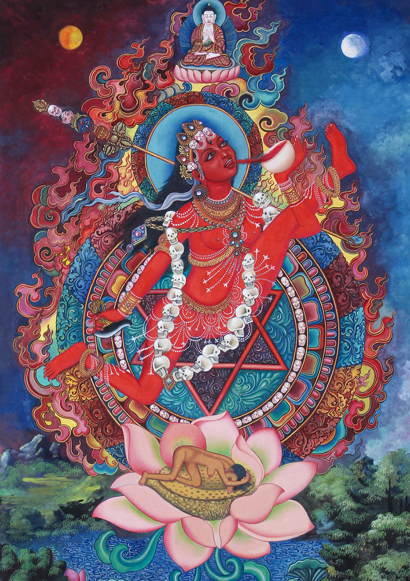 Vajrayogini Large Lotus  Pink  Thangka Painting