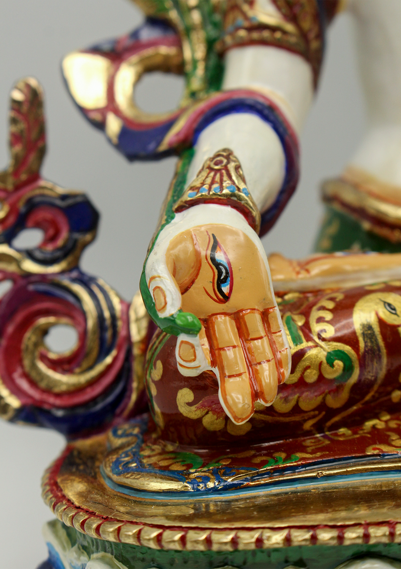Magical White Tara Hand Painted Statue