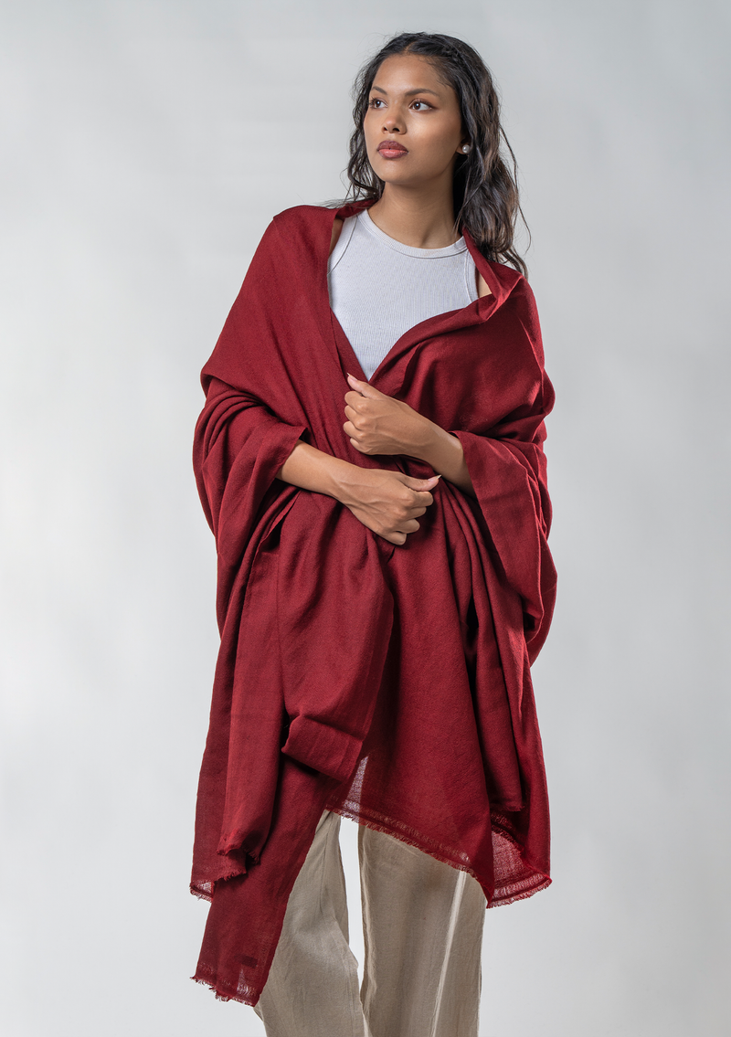 Light Monk Red Maroon Cashmere Large Shawl