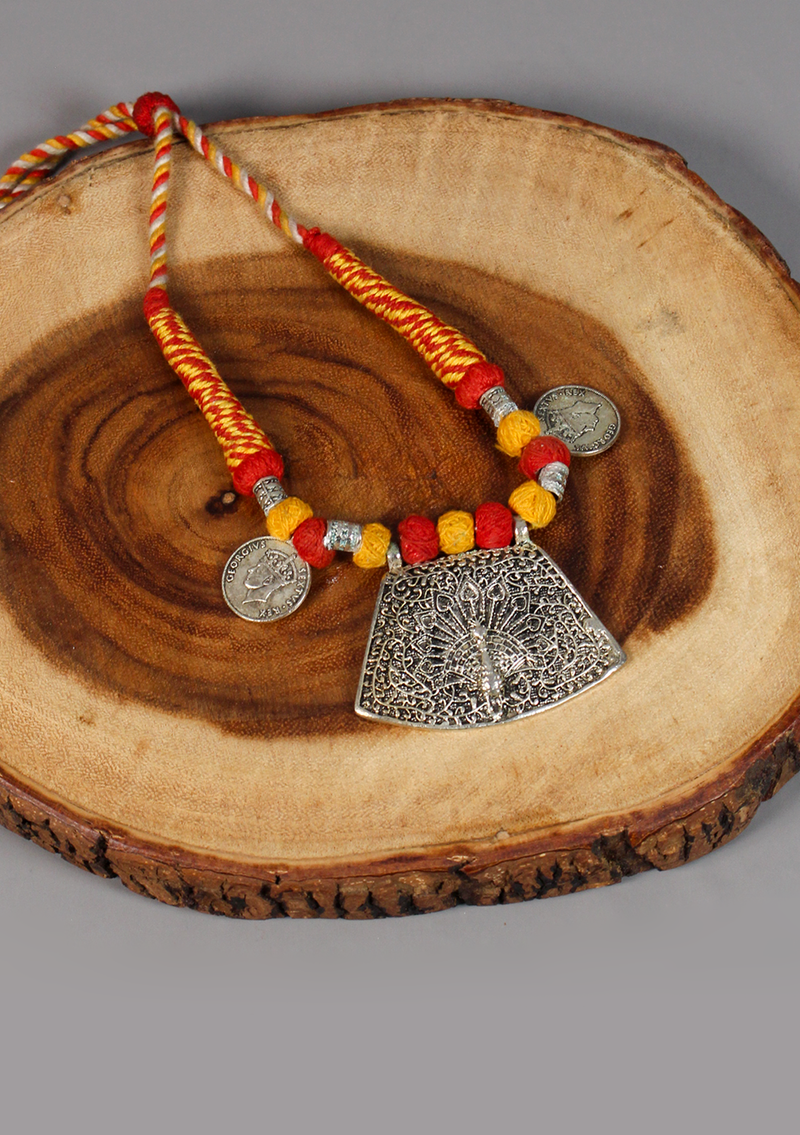 Elegant White Metal Tribal Pendant from Nepal