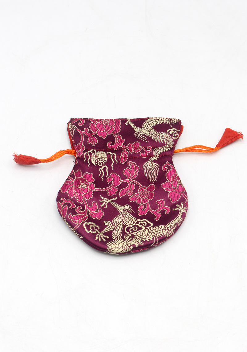 Dragon Silk Brocade Drawstring Mala Bag