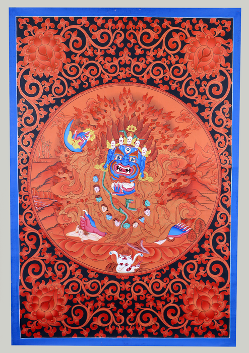 Mahakala  Wrathful Thangka Painting Black and Red