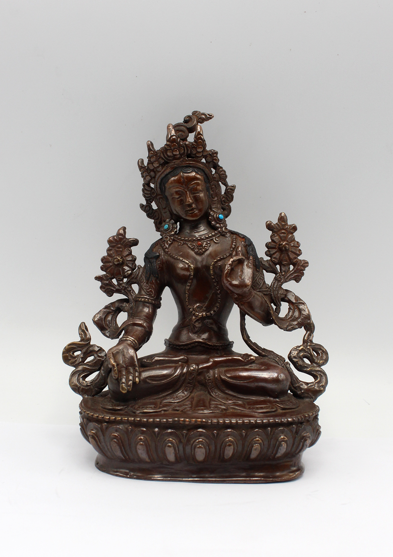 Copper White Tara Statue 6" H