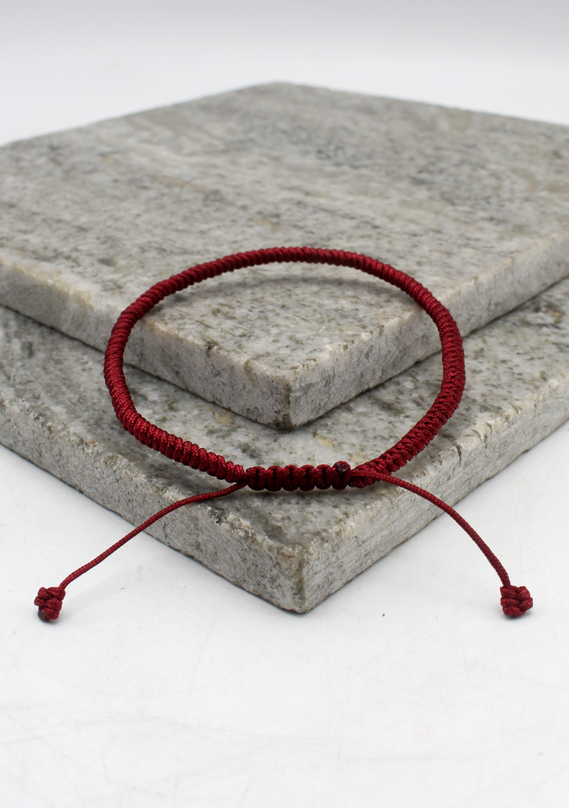 Bright Maroon Lucky Knots Protection Tibetan Bracelet