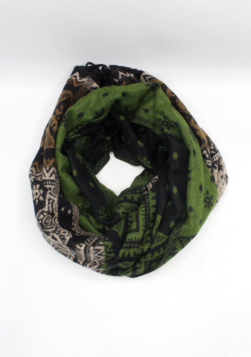 Hand loomed Elephant Green Woolen Shawl