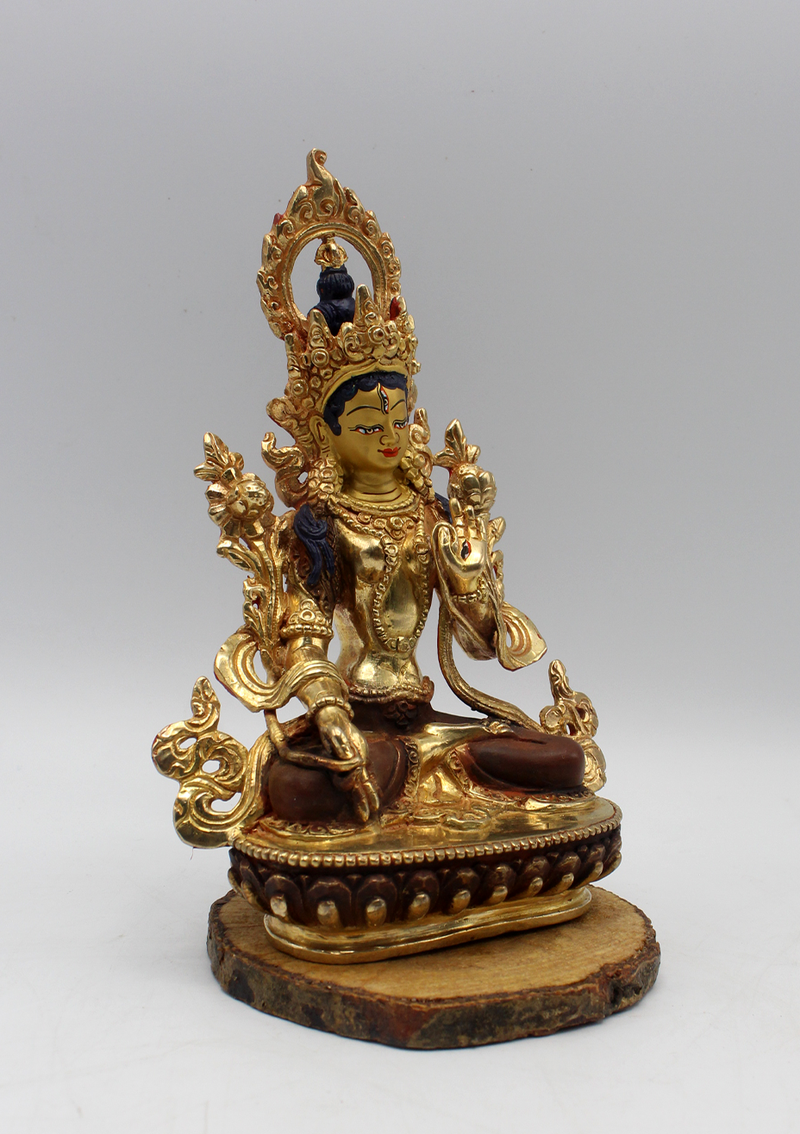 Gold Plated White Tara Statue 6"H