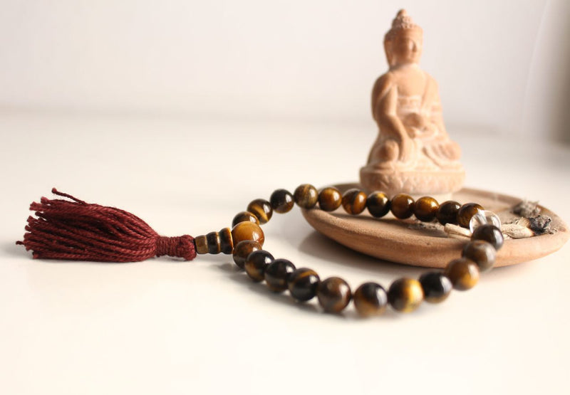 Tigers Eye Tassel Wrist Mala