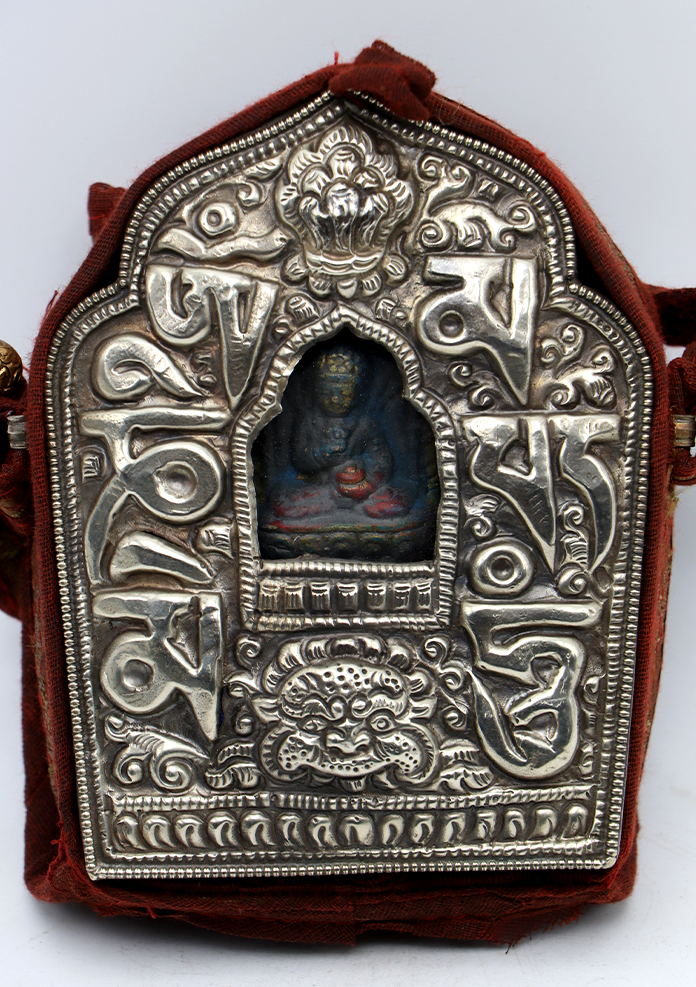 Hand Carved White Metal Vajrasattva Ghau Pendant