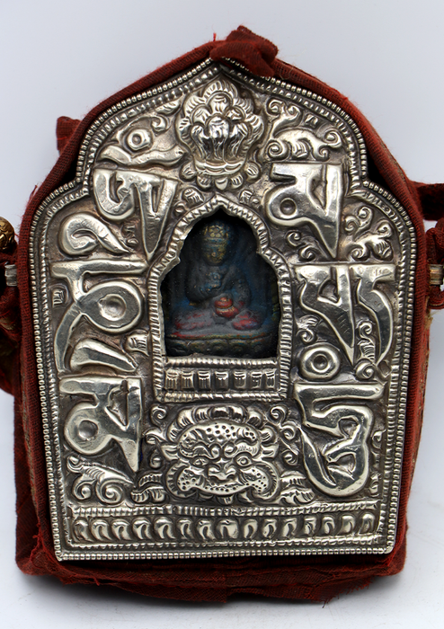 Hand Carved White Metal Vajrasattva Ghau Pendant