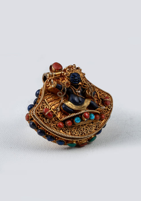 925 Silver Tibetan Ghau with Gold Plating - Vajrapani & Amoghasiddhi