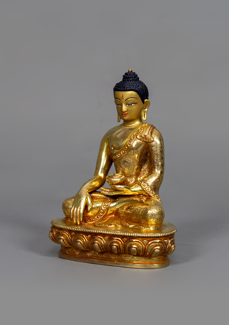 Fully Gold Plated Shakyamuni Buddha Statue 5.5" H