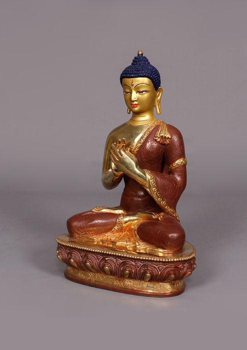 Partly Gold Plated Vairochana Statue 9" H