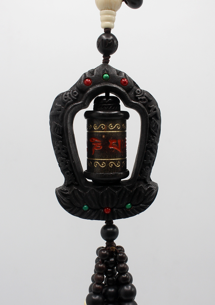 Tibetan Kalachakra Carved Wooden Car Hanging Amulet