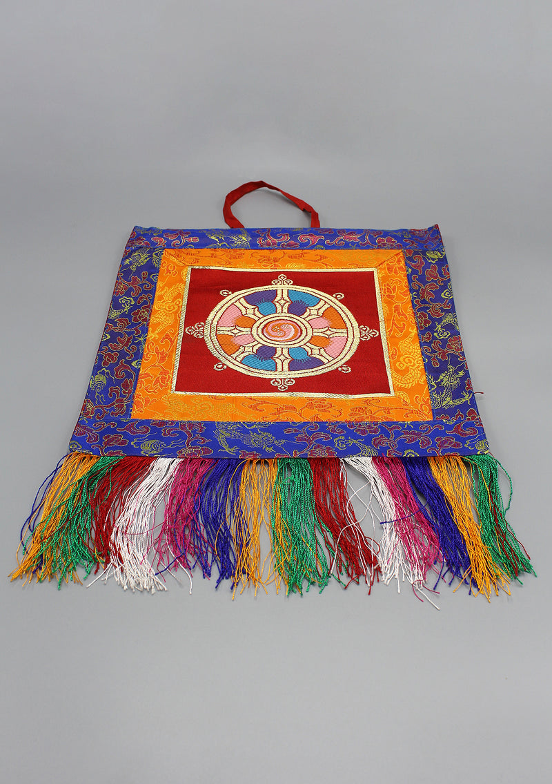 Wheel of Life Brocade Framed Wall Hanging Banner