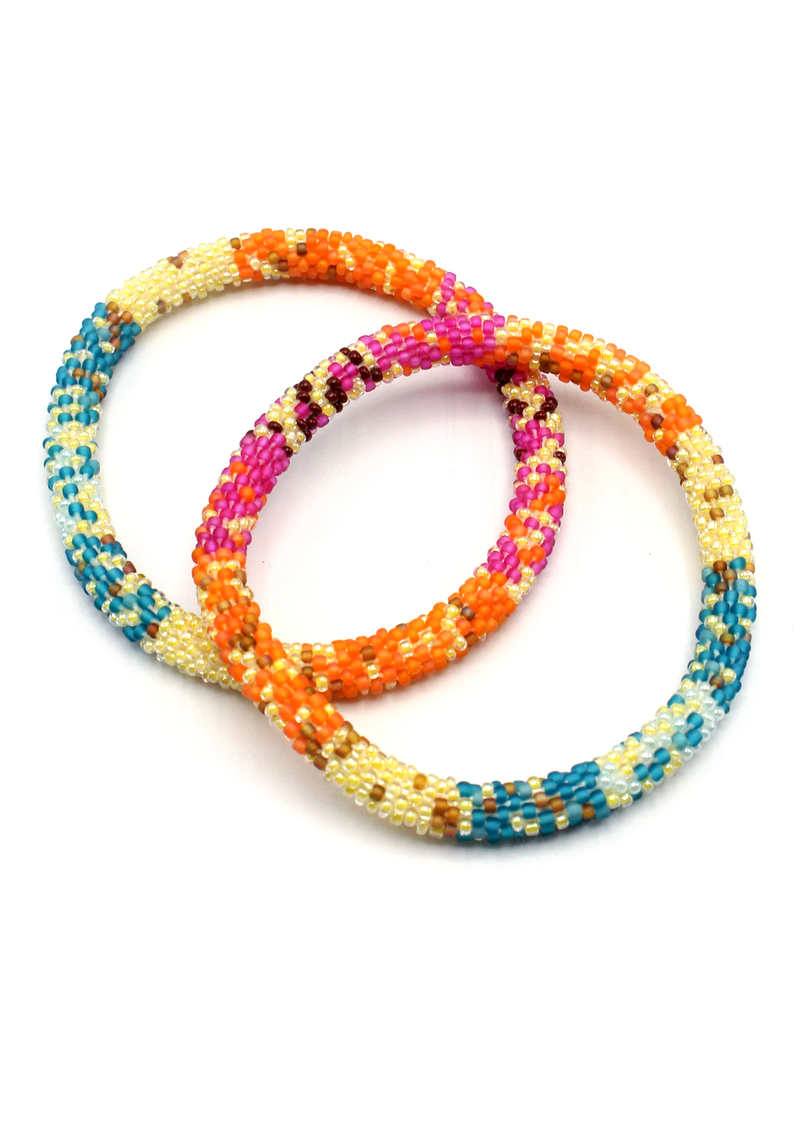 Orangel Yellow Stripes Roll on Beads Anklet – Foot Jewelry