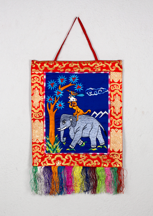 Four Harmonious Friends Brocade Wall Hanging