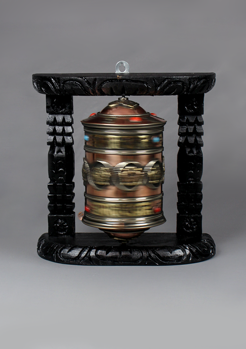 Eight Auspicious Symbols Prayer Wheel Wall Hanging