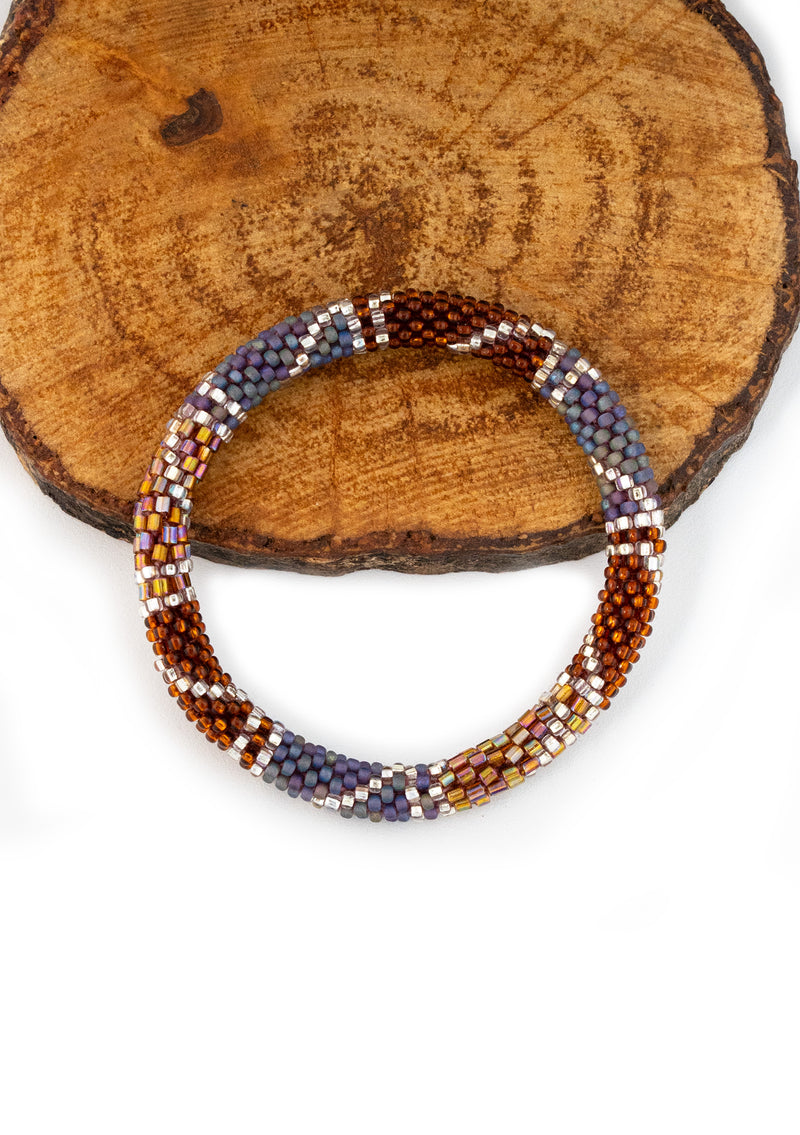 Chololate Smoke Nepalese Roll Bead Bracelet