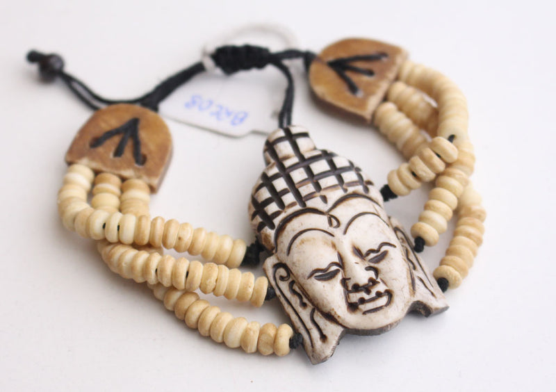Buddha Face Carved Bone Bracelet