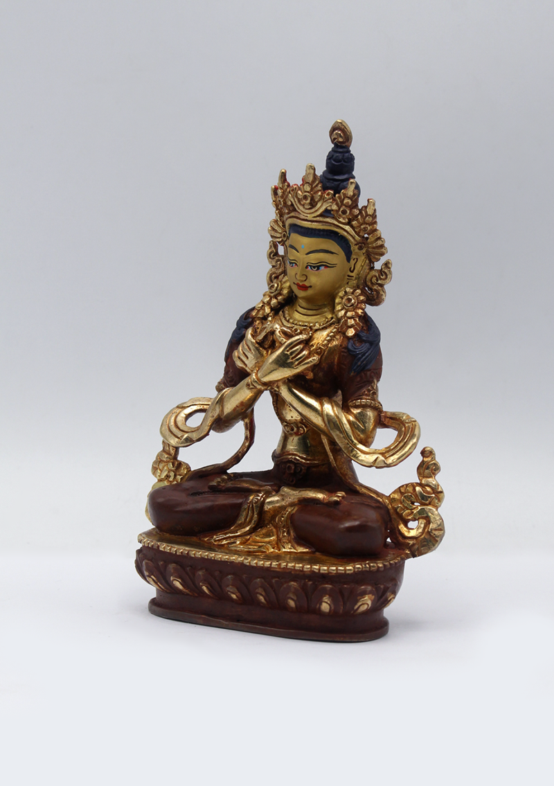 Partly Gold Plated Copper Vajradhara Statue 5.5"H