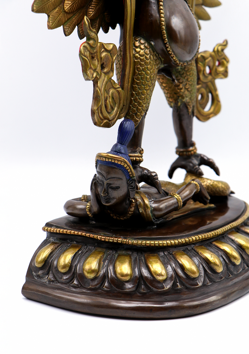 Copper Oxyided Gold Garuda Statue 13"H