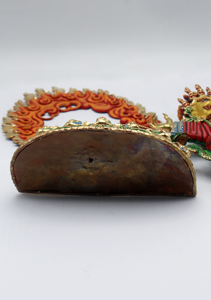 Majestic Hand-Painted Gold-Plated  Kajupa Mahakala Statue 8.5"H