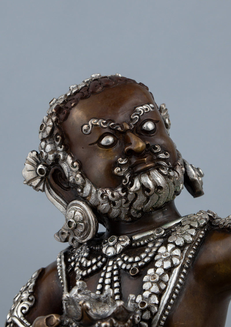 Silver Plated Copper Virupa Statue 9"H